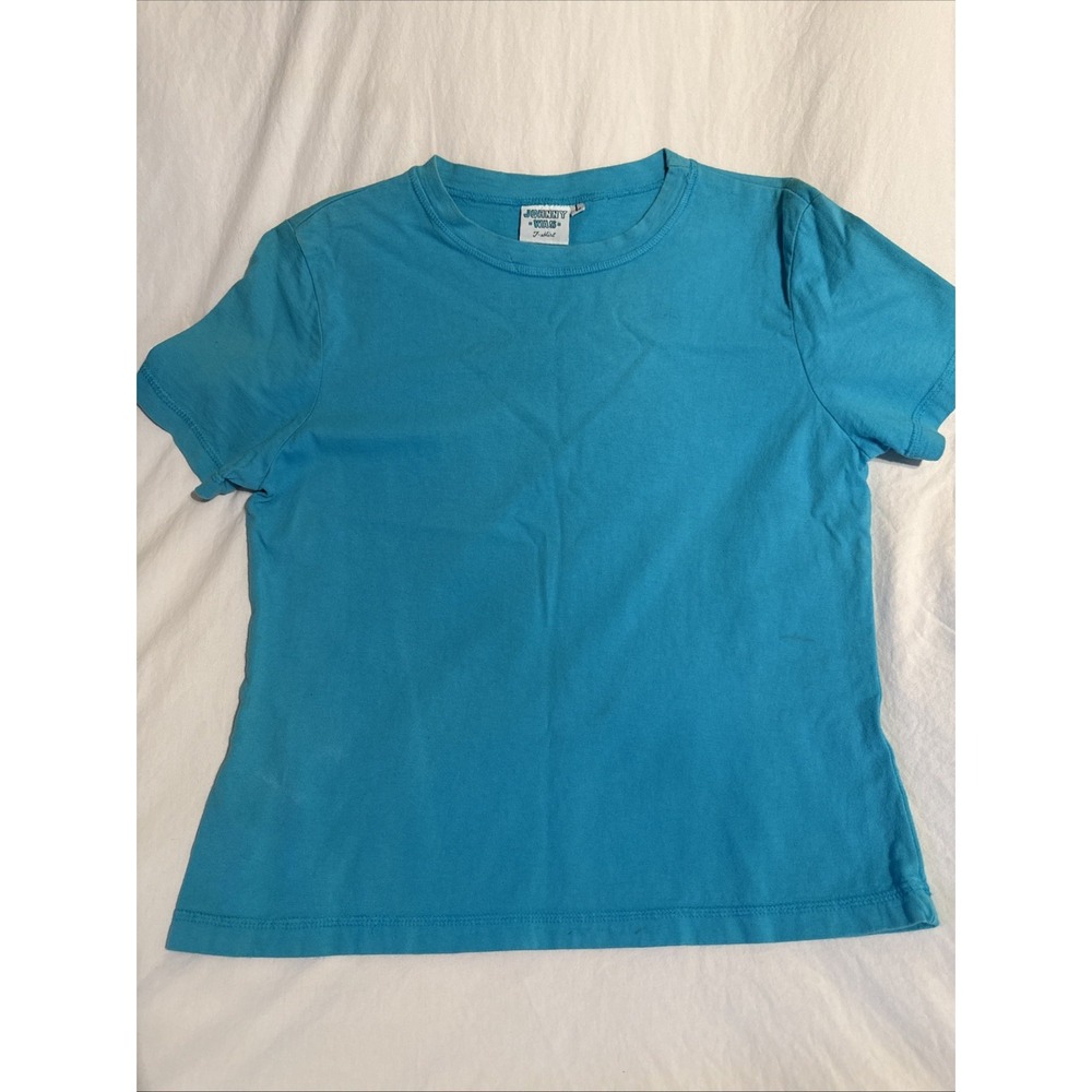 Vintage Johnny Was T-Shirt Made In Usa Large Aqua Blue 20 X 24